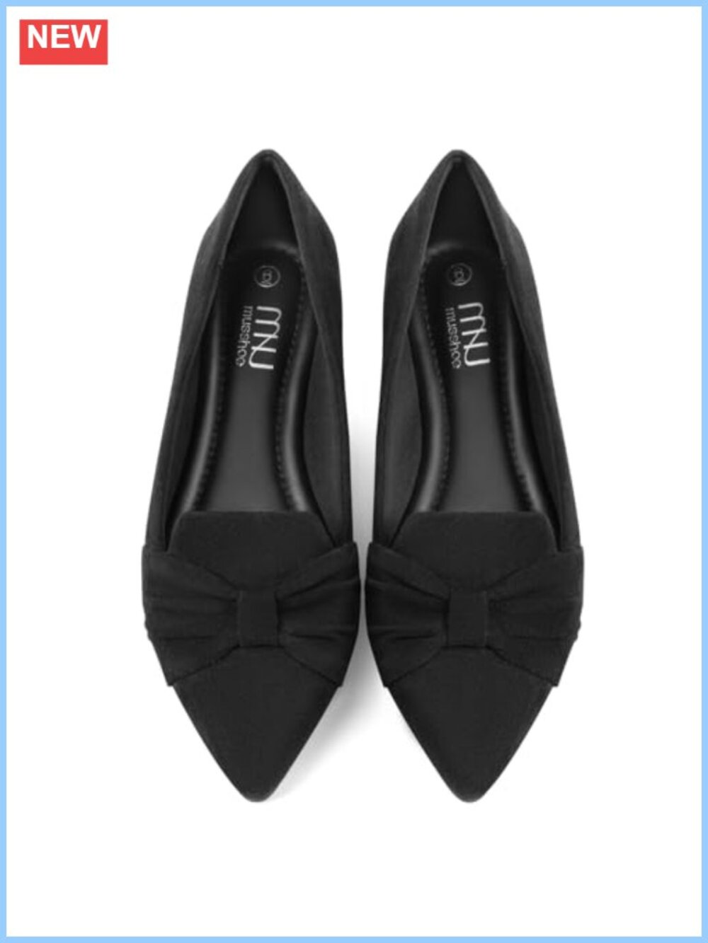 Suede Pointed Toe Flats Memory Foam Bow Slip On Comfort Shoes